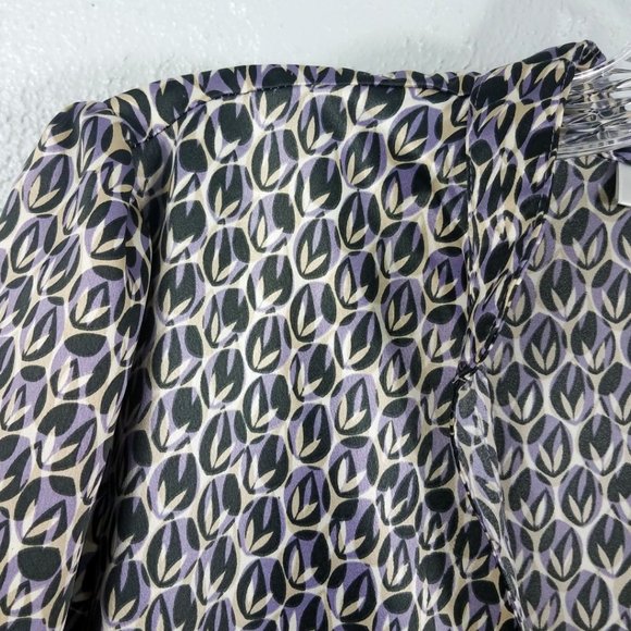 Worthington Women's Purple & Silver Tie Back Bishop Sleeve Shirt Top Blouse - Picture 3 of 16